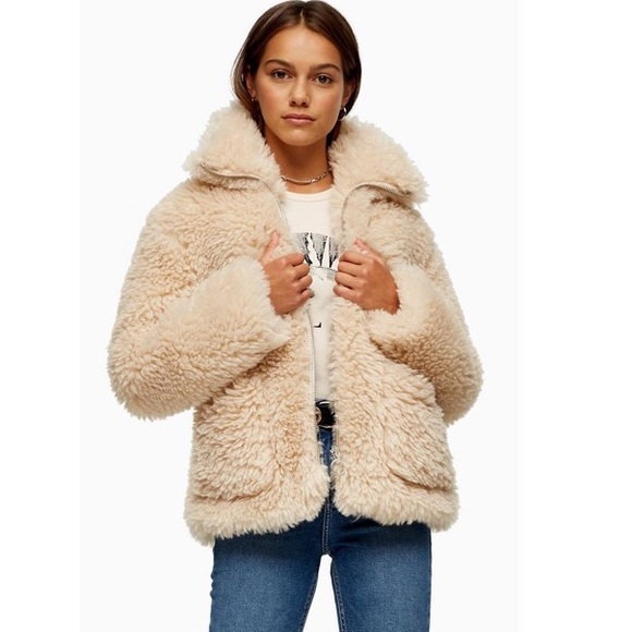 Jackets & Coats Nwt Fluffy Teddy Bear Coat In Cream